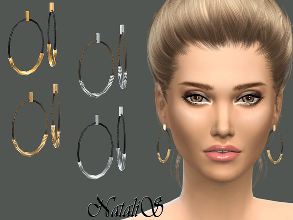 Sims 4 Rope and metal tubes earrings by NataliS at TSR