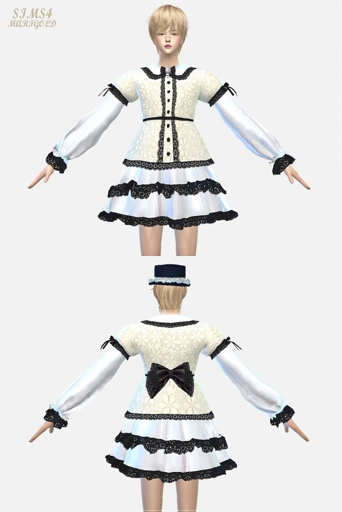 Sims 4 Male classic lolita mini dress at Marigold