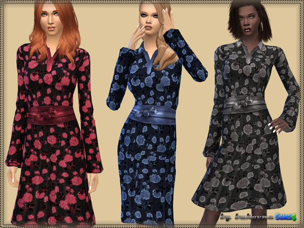 Sims 4 Dress Floral Pattern by bukovka at TSR