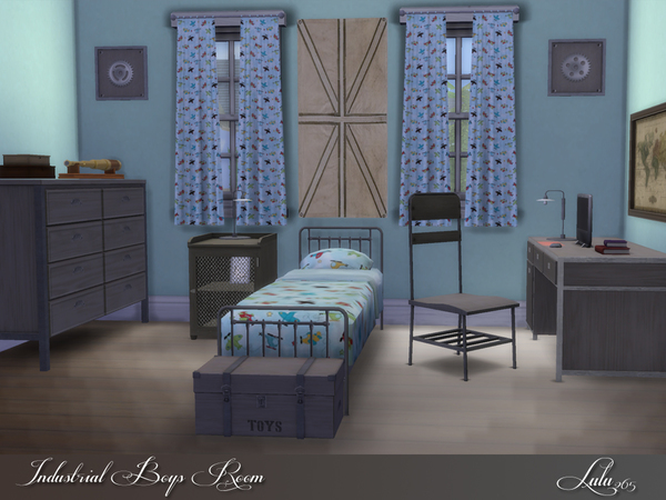 Sims 4 Industrial Boys Room by Lulu265 at TSR