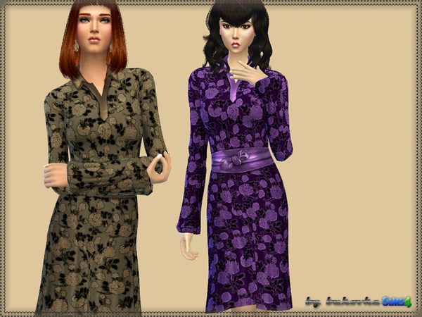 Sims 4 Dress Floral Pattern by bukovka at TSR