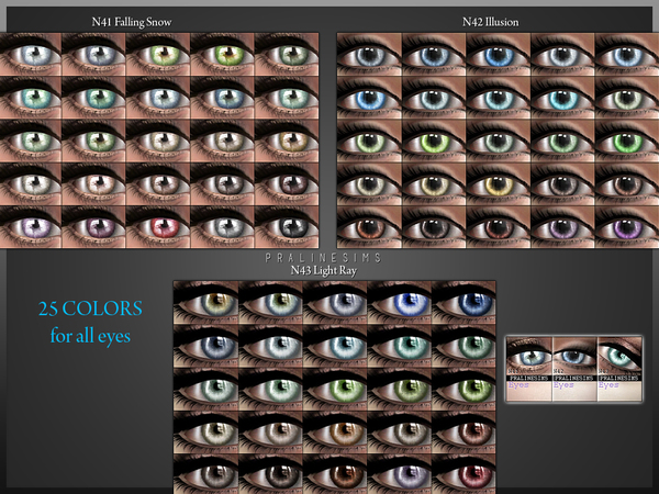 Sims 4 Crystal Eyes Minipack 3.0 25 Colors by Pralinesims at TSR