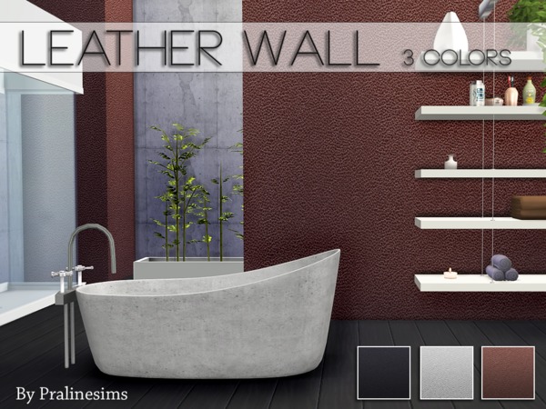 Sims 4 Leather Wall by Pralinesims at TSR