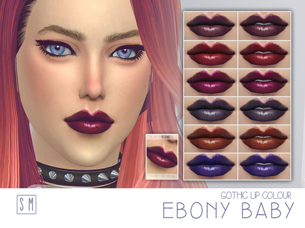 Sims 4 Ebony Baby Gothic Lip Colour by Screaming Mustard at TSR