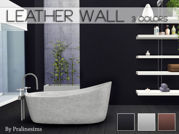 Sims 4 Leather Wall by Pralinesims at TSR