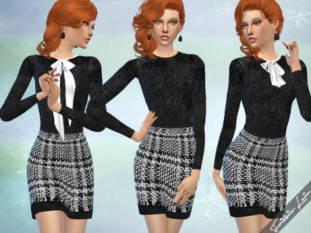 Dress with Checked Skirt by Fritzie.Lein at TSR » Sims 4 Updates