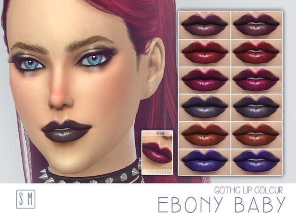 Sims 4 Ebony Baby Gothic Lip Colour by Screaming Mustard at TSR