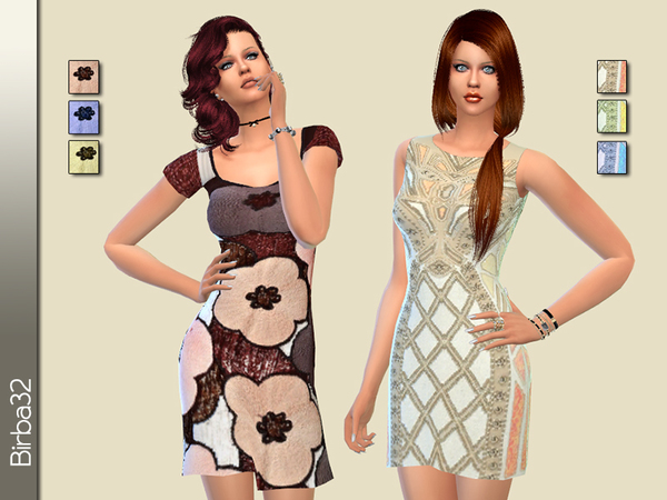 Sims 4 Polly and Tamara dress by Birba32 at TSR