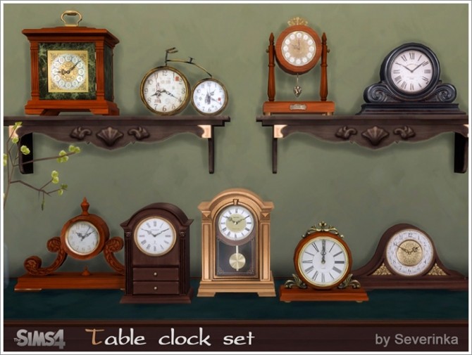 Sims 4 Table clock set at Sims by Severinka