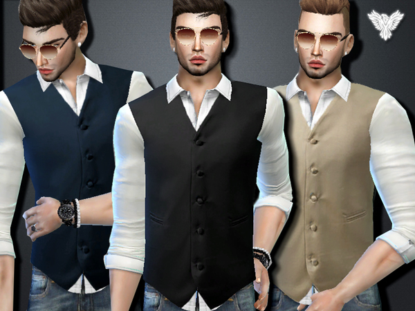 Sims 4 Tuxedo Shirt with Vest by Pinkzombiecupcakes at TSR