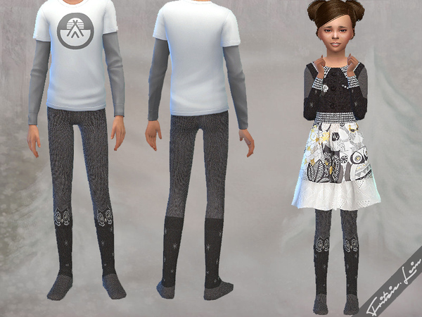 Sims 4 Owl Dress and Cotton Tights by Fritzie.Lein at TSR