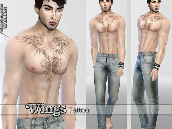 Sims 4 PZC Wings Tattoo by Pinkzombiecupcakes at TSR