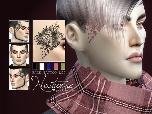Sims 4 Face Tattoo NOCTURNE N02 by Pralinesims at TSR