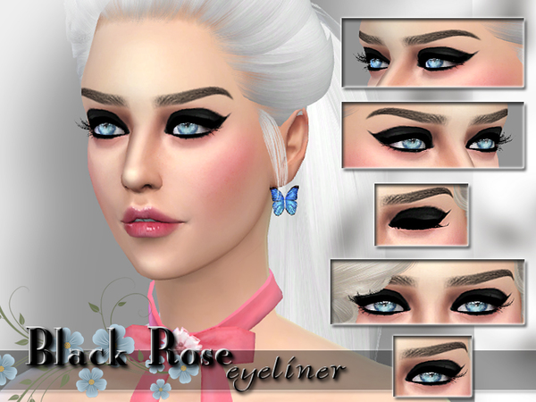 Sims 4 Black Rose Eyeliner by Pinkzombiecupcakes at TSR