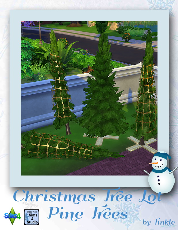 Sims 4 Christmas Lot Pine Trees at Tinkerings by Tinkle