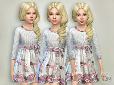 Gray & Pink Knitt Dress by lillka at TSR » Sims 4 Updates