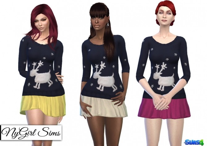 Sims 4 Reindeer Holiday Sweater with Skirt at NyGirl Sims