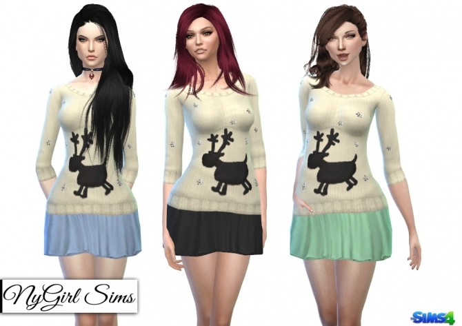 Sims 4 Reindeer Holiday Sweater with Skirt at NyGirl Sims