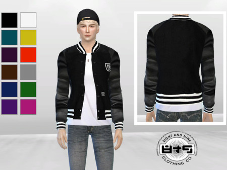 Leather Sleeves Baseball Jacket by McLayneSims at TSR » Sims 4 Updates