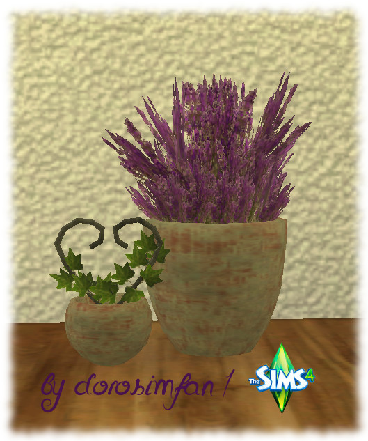 Sims 4 Ivy heart & Lavender pots by dorosimfan1 at Sims Marktplatz