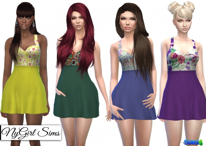 Sweetheart Skater Dress in Prints at NyGirl Sims » Sims 4 Updates