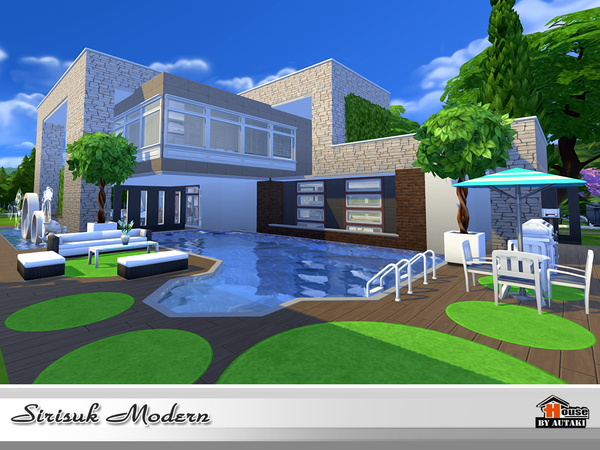 Sims 4 Sirasuk Modern house by autaki at TSR