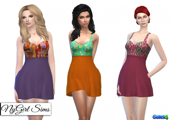 Sweetheart Skater Dress in Prints at NyGirl Sims » Sims 4 Updates