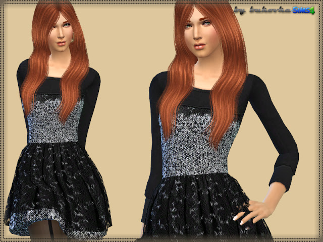 Sims 4 Dress Tweed & Lace at Bukovka