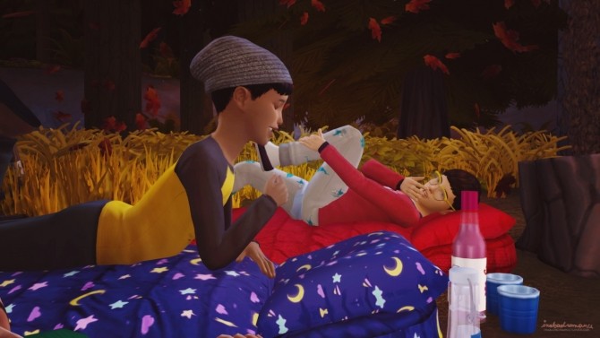 Sims 4 SLEEPOVER: Sleeping bags & Poses at In a bad Romance