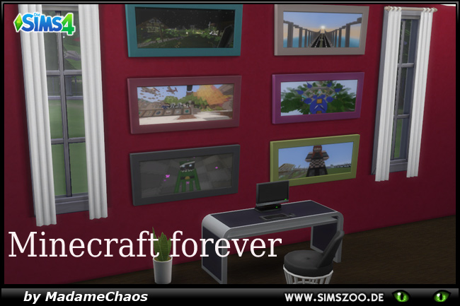 Sims 4 Minecraft forever paintings by MadameChaos at Blacky’s Sims Zoo