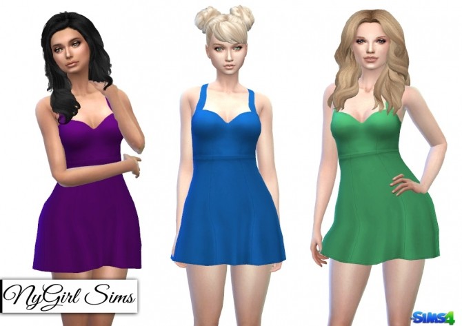 Sims 4 Sweetheart Skater Dress in Solids at NyGirl Sims