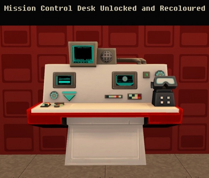Sims 4 Mission Control Desk Unlocked and Recoloured by Simmiller at Mod The Sims