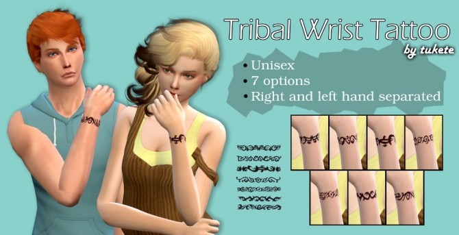 Sims 4 Tribal Wrist Tattoo at Tukete