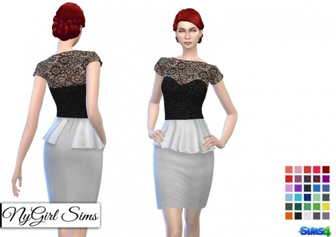 Sims 4 Black Lace Peplum Dress at NyGirl Sims
