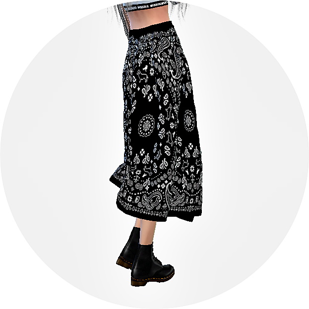 Sims 4 Long flare skirt at Marigold