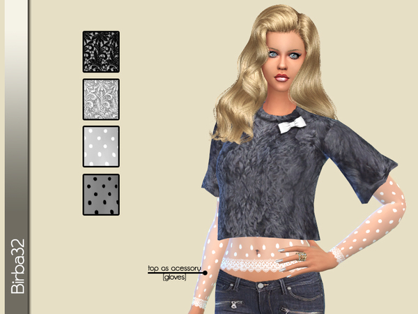 Sims 4 Winter short sweater and lace top by Birba32 at TSR