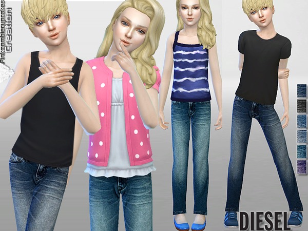 Sims 4 PZC Jeans for Kids by Pinkzombiecupcakes at TSR