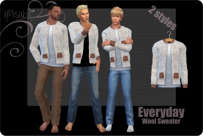 Sims 4 Wool sweater for males at xMisakix Sims