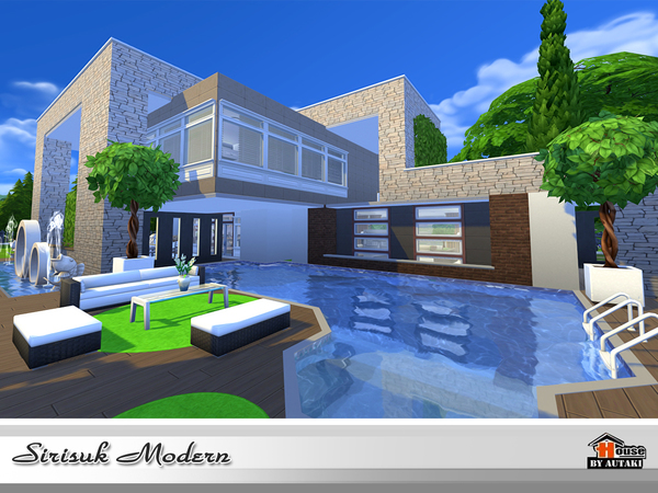 Sims 4 Sirasuk Modern house by autaki at TSR
