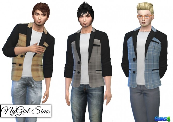 Sims 4 Black and Patterened Suit Jacket with White Tee at NyGirl Sims