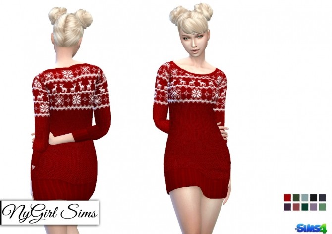 Sims 4 Holiday Sweater Dress at NyGirl Sims