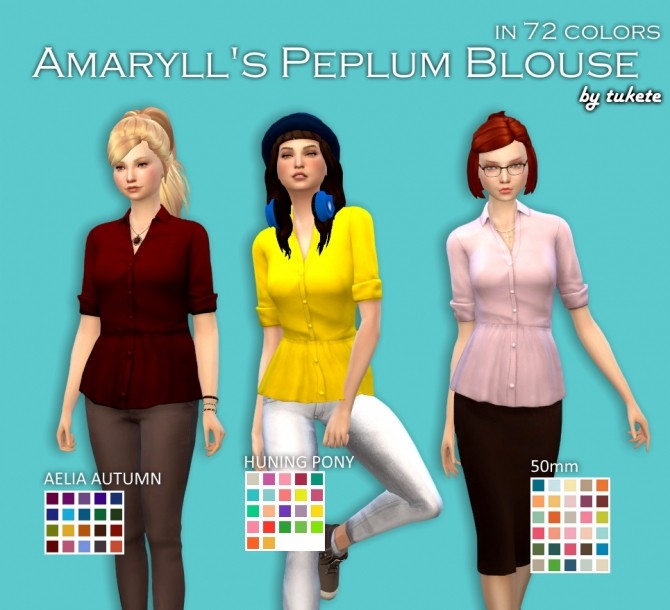 Sims 4 Amaryll’s Peplum Blouse Recolors at Tukete