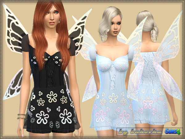 Sims 4 Dress Fairy Flowers by bukovka at TSR