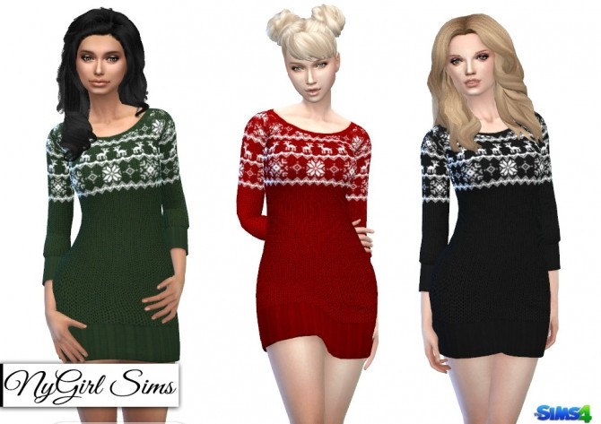 Sims 4 Holiday Sweater Dress at NyGirl Sims