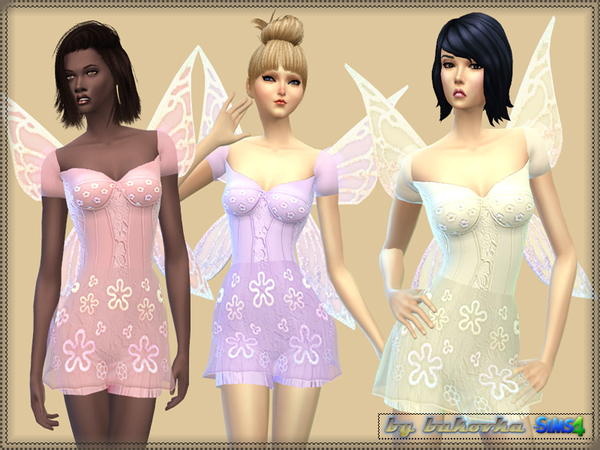 Sims 4 Dress Fairy Flowers by bukovka at TSR