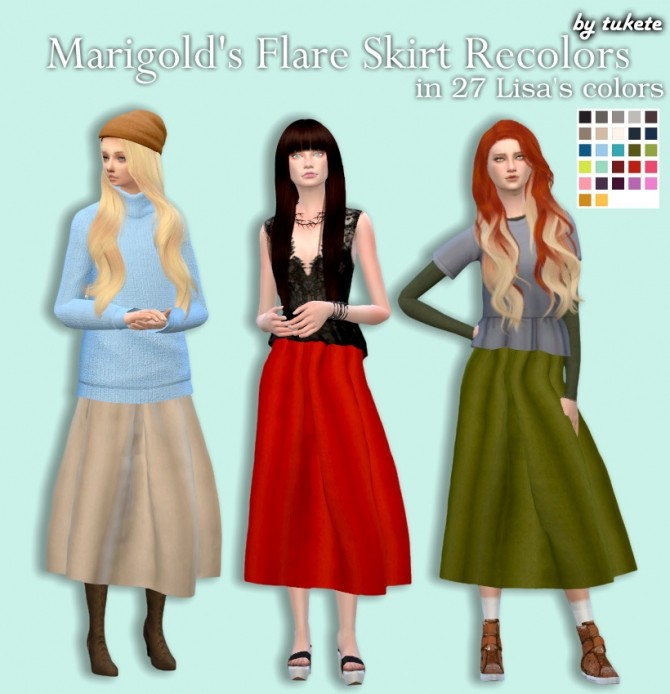 Sims 4 Marigold’s Flare Skirt recolors at Tukete