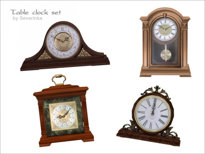 Sims 4 Table clock set at Sims by Severinka