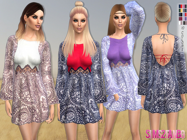 Sims 4 Printed dress by sims2fanbg at TSR