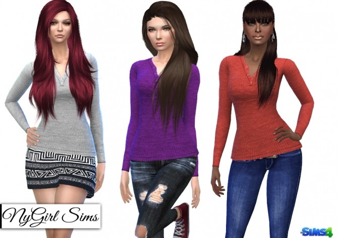 Sims 4 Open Collar Thermal Sweater at NyGirl Sims