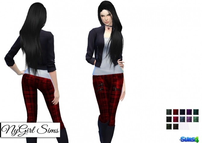 Sims 4 Plaid Zipper Skinny Jeans at NyGirl Sims